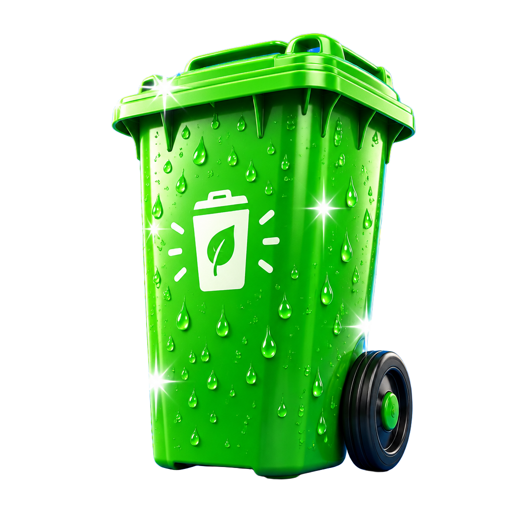 Sparkling clean green wheelie bin